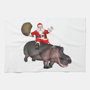 Linge De Cuisine père Noël À cheval Sur Hippo