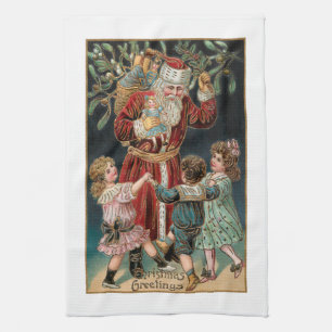 Linge De Cuisine Père Noël avec les enfants et les musiciens