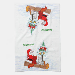 Linge De Cuisine Père Noël avec Renard de lapin et écureuil