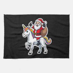 Linge De Cuisine Père Noël de Noël à cheval sur une licorne - Fille