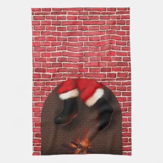 Linge De Cuisine Père Noël descend la cheminée