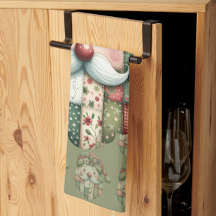 Linge De Cuisine Père Noël Patchwork Fantaisiste Noël Folk