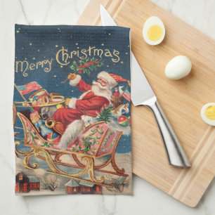 Linge De Cuisine Père Noël patriotique