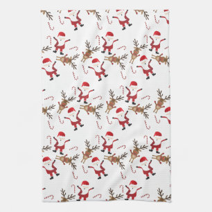 Linge De Cuisine Père Noël Rudolph Le Motif des rennes à nez rouge