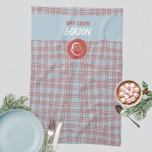Linge De Cuisine Père Noël’s Helper Modern Blue & Red Holiday
