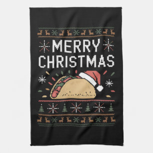 Linge De Cuisine Père Noël Taco Noël Sweater Lumineux Ugly Xmas