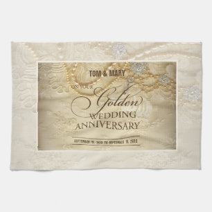 Linge De Cuisine Perles personnalisables, 50e anniversaire de Maria