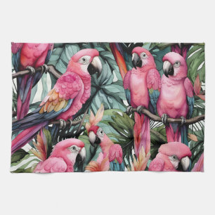 Linge De Cuisine Perroquets roses Oiseaux Art