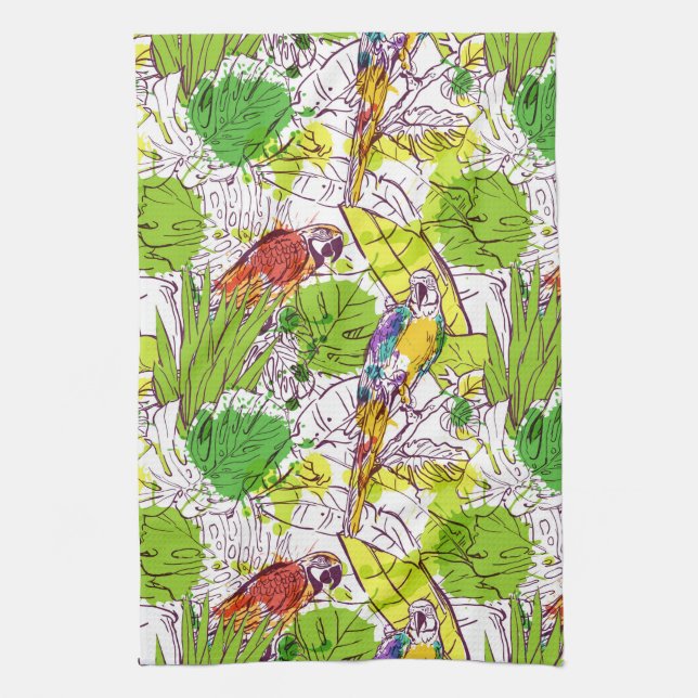 Linge De Cuisine Perroquets tropicaux (Vertical)