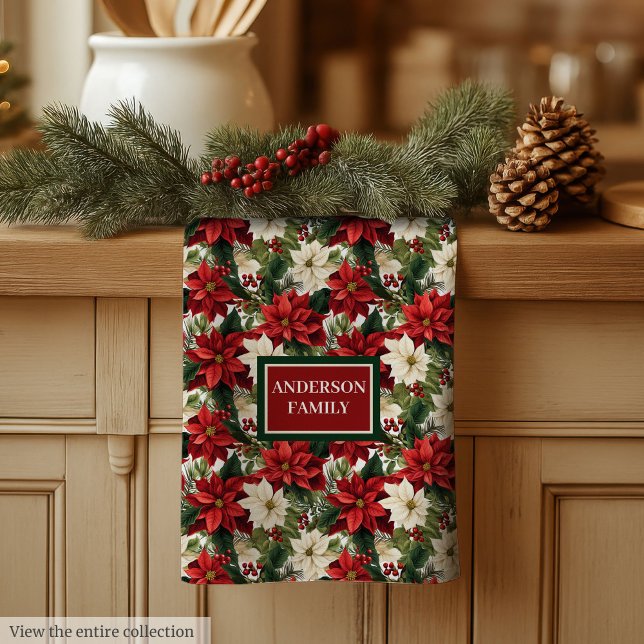 Linge De Cuisine Personalized Christmas Towel Classic Floral Look (Personalized Christmas Towel Classic Floral Look)