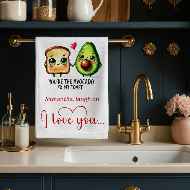 Linge De Cuisine Personalized Funny Food Valentine Kitchen Towel (Custom Name Valentine Kitchen Towel Funny Food)