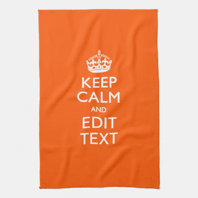 Linge De Cuisine Personalized KEEP CALM Your Text Orange Accent (Vertical)