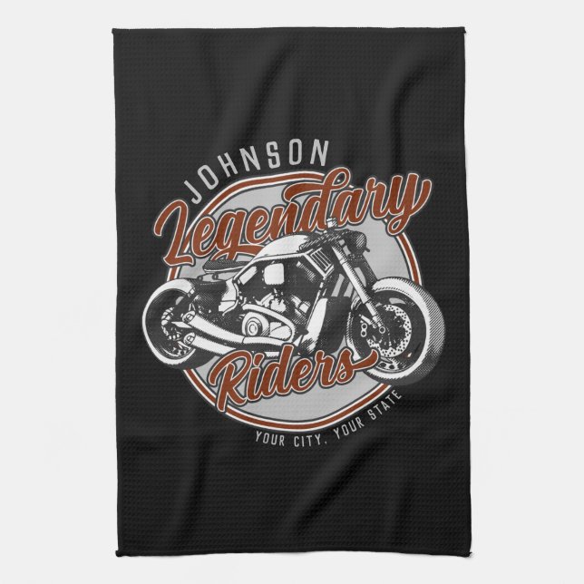 Linge De Cuisine Personalized Motorcycle Legendary Rider Biker (Vertical)