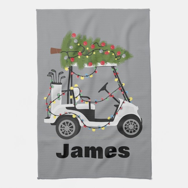Linge De Cuisine Personalized Name Golfer Christmas Golf Cart Xmas  (Vertical)