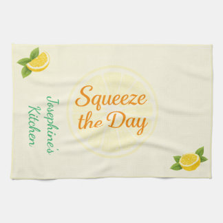 Linge De Cuisine Personalized Squeeze the Day Lemon Kitchen Towel