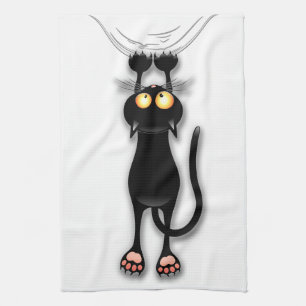 Linge De Cuisine Personnage de chat drôle qui gratte le tissu