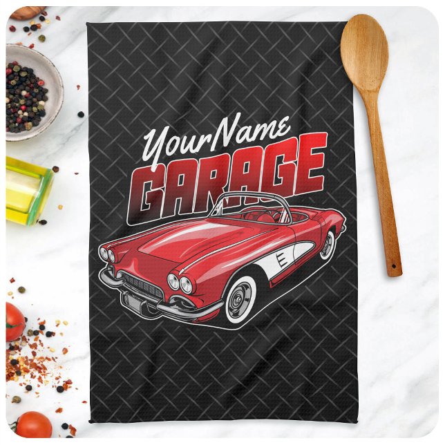 Linge De Cuisine Personnalisé 1961 C1 Red Classic Sports Voiture Ga (Créateur téléchargé)