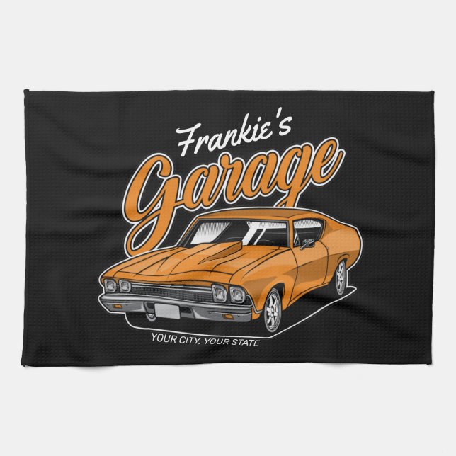 Linge De Cuisine Personnalisé 1968 396 Classic Muscle Garage Voitur (Horizontal)