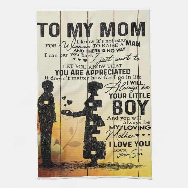 Linge De Cuisine Personnalisé À Ma Mère Du Fils| Anniversaire Mère  (Vertical)