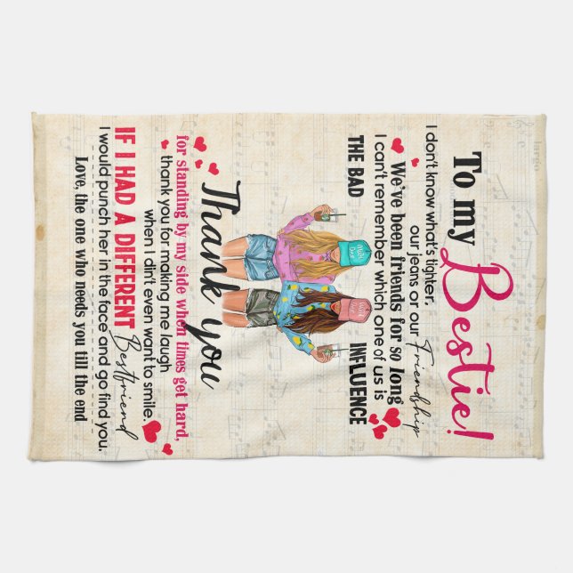 Linge De Cuisine Personnalisé À Mon Bestie, Don D'Amis Pour BFF (Horizontal)