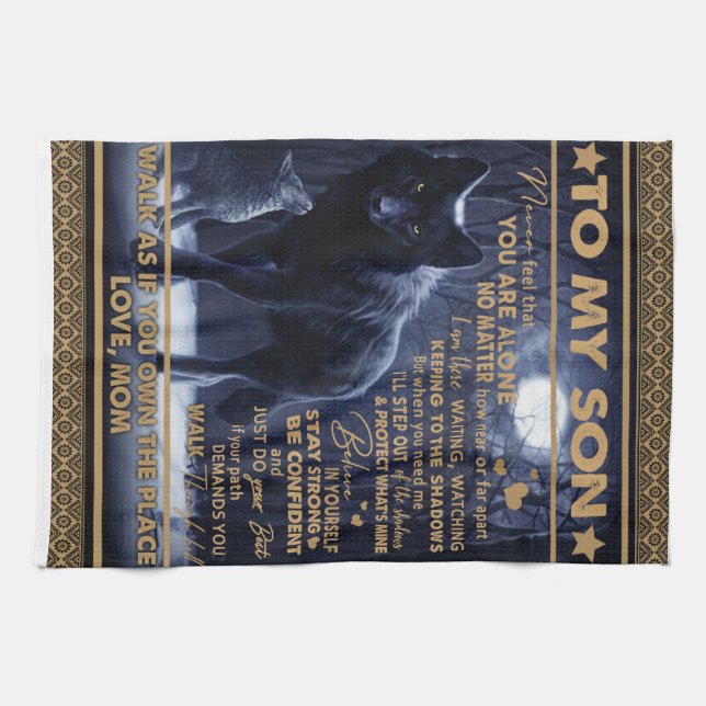 Linge De Cuisine Personnalisé À Mon Fils, Fils Cadeau Anniversaire (Horizontal)