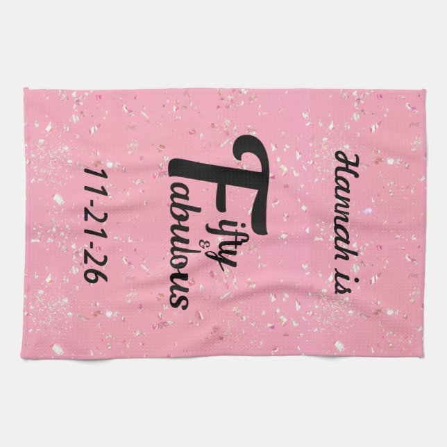 Linge De Cuisine Personnalisé Cinquante et fabuleux Joyeux 50e Anni (Horizontal)