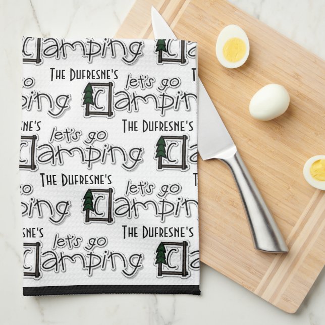 Linge De Cuisine Personnalisé "Let's Go Camping" (Quart Plié)