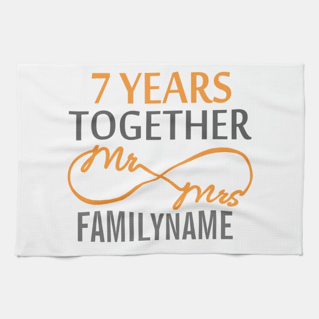 Linge De Cuisine Personnalisé M. et Mme 7e anniversaire (Horizontal)