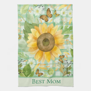 Linge De Cuisine Personnalisé Meilleure maman Vert En vichy Tournes