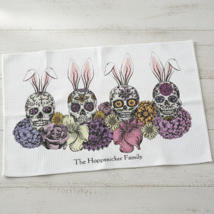 Linge De Cuisine Personnalisé Nom De Famille Sugar Skull Bunnies Ca