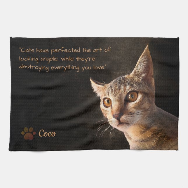 Linge De Cuisine Personnalisé Pet Photo Cat Amoureux des chiens Mod (Horizontal)