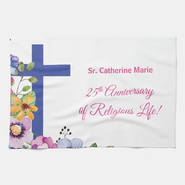 Linge De Cuisine Personnaliser, 25e anniversaire Nun vie religieuse (Horizontal)