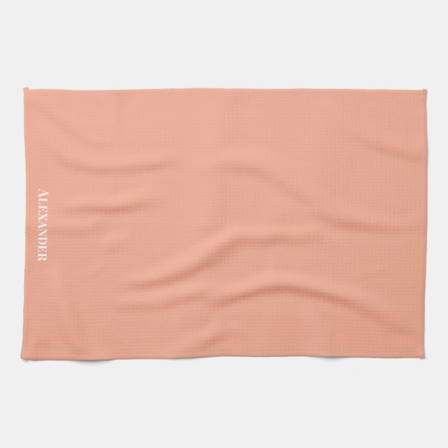 Linge De Cuisine Personnaliser Dusty Rose rose clair uni blanc (Horizontal)
