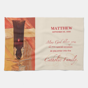 Linge De Cuisine Personnaliser, Félicitations RCIA, catholique, rou