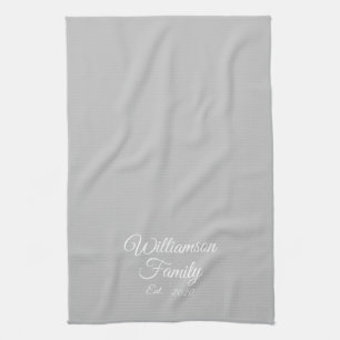 Linge De Cuisine Personnaliser Nom de famille du couple, gris clair