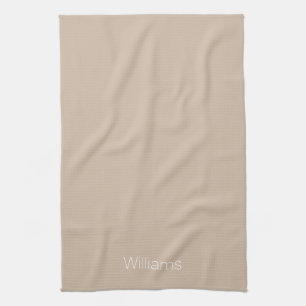 Linge De Cuisine Personnaliser nom minimaliste beige tan blanc