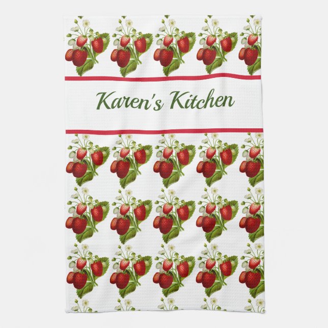 Linge De Cuisine Personnalisez cette cuisine Motif aux fraises (Vertical)