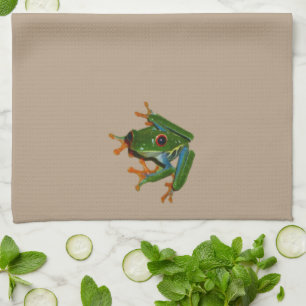 Linge De Cuisine Personnalisez la grenouille observée par rouge du
