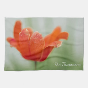 Linge De Cuisine Pétales de Fleur de Tulipe Rouge Photo Avec Nom Pe