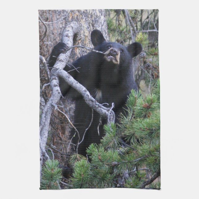 Linge De Cuisine petit animal d'ours noir (Vertical)