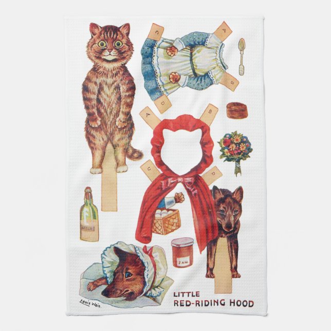 Linge De Cuisine Petit Chaperon Rouge, Poupée En Papier, Louis Wain (Vertical)
