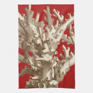 Linge De Cuisine Petit corail en rouge