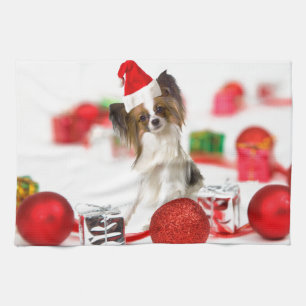 Linge De Cuisine Petit Papillon Chien Noël Santa Hat