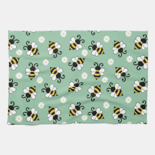 Linge De Cuisine Petites abeilles mignonnes et fleurs marguerites m