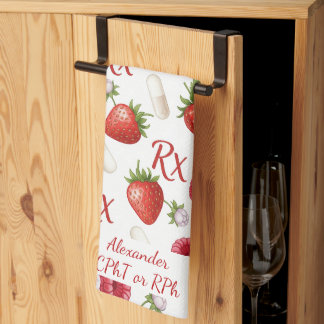Linge De Cuisine Pharmacie personnalisée de fraises et de capsules