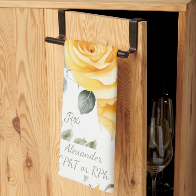 Linge De Cuisine Pharmacie personnalisée Yellow Rose & RX (Pliage en tiers)
