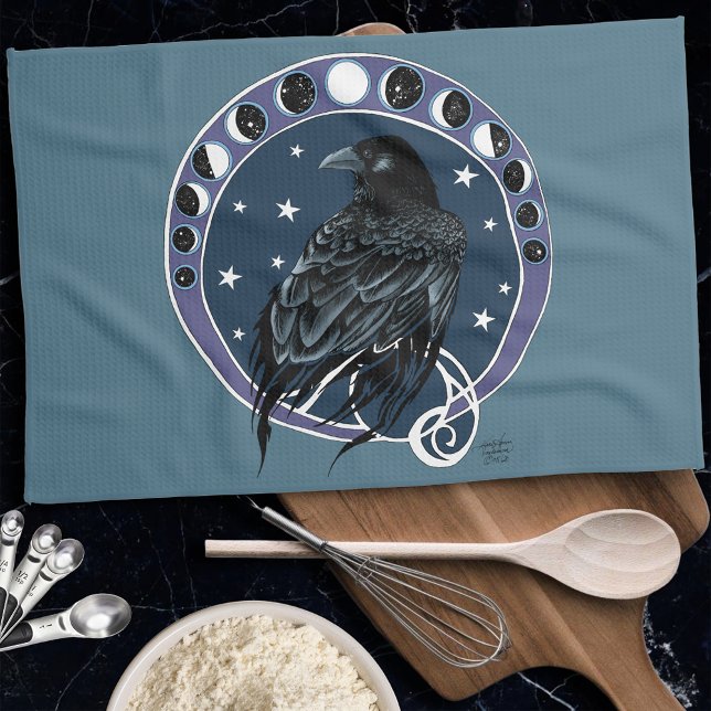 Linge De Cuisine Phases de la lune corail Étoiles Bleu (Créateur téléchargé)