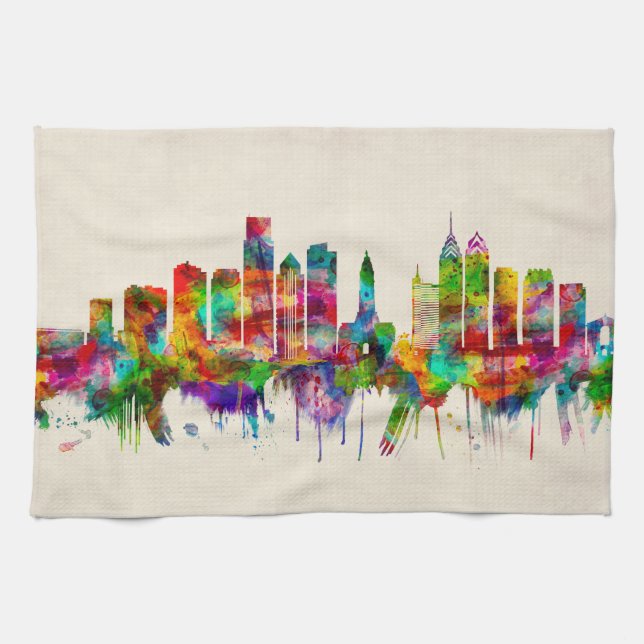 Linge De Cuisine Philadelphie Pennsylvania Skyline (Horizontal)