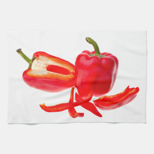 Linge De Cuisine Photo au poivre rouge frais avec texte