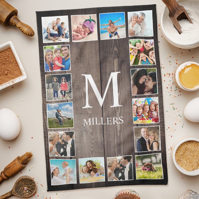 Linge De Cuisine Photo de Custom Collage Rustic Farmhouse Family (Créateur téléchargé)